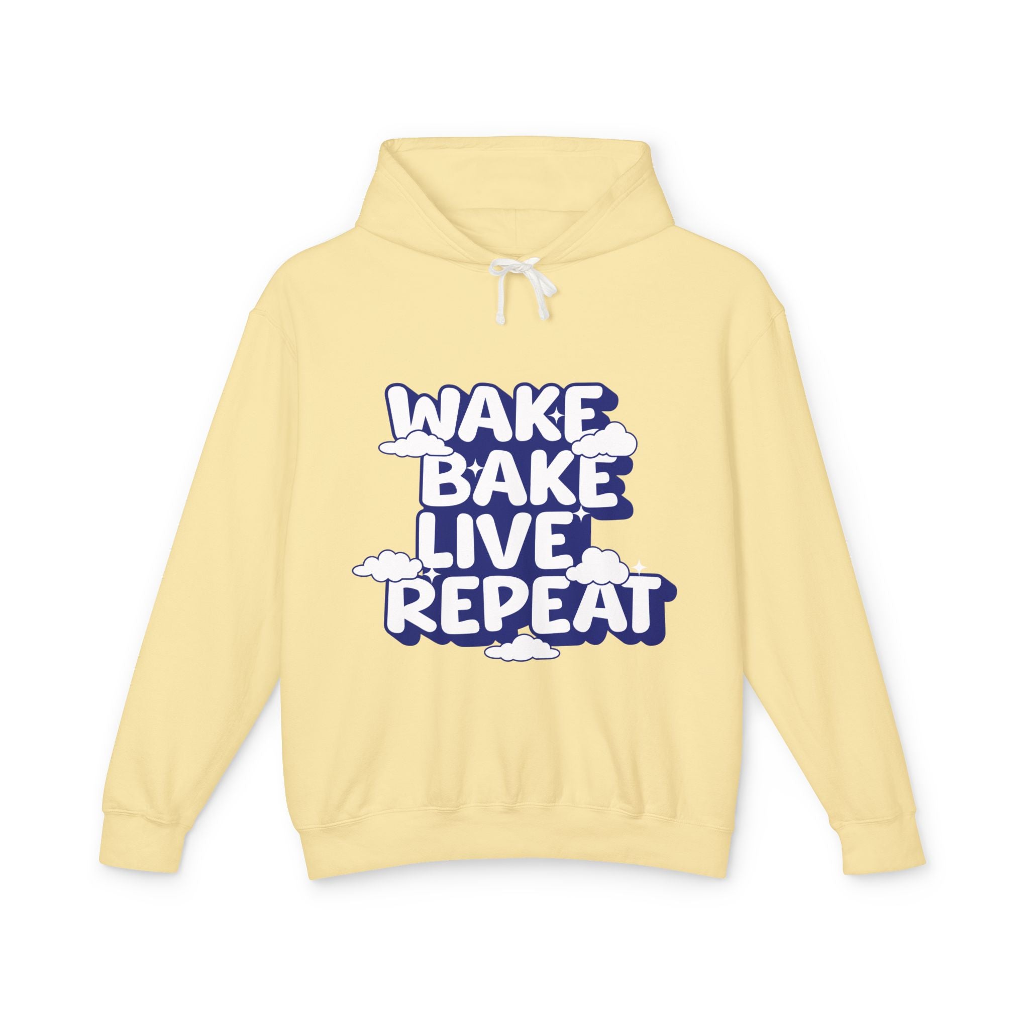 WAKE BAKE LIVE REPEAT - Unisex Lightweight Hooded Sweatshirt - Damned Threads